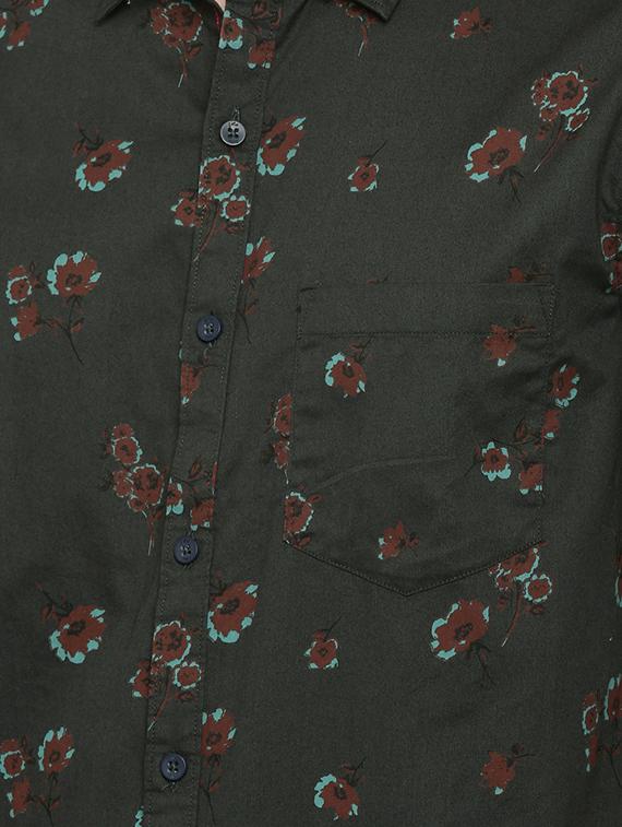 green floral print casual shirt - 16523940 - Zoom Image - 5