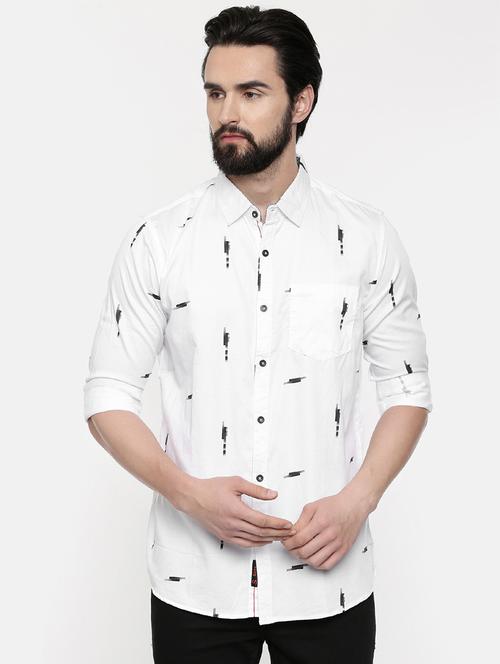 white printed casual shirt - 16523943 - Very Small Image - 1