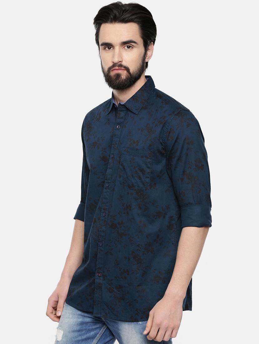 navy blue printed casual shirt - 16523954 - Zoom Image - 2