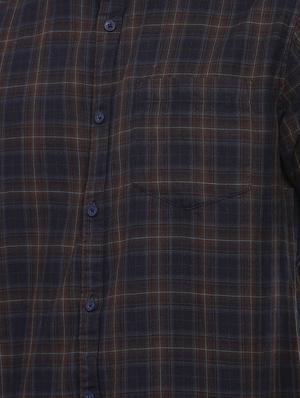 navy blue checkered casual shirt - 16523955 - Standard Image - 5