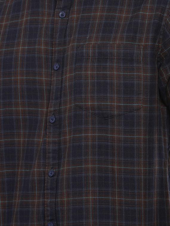 navy blue checkered casual shirt - 16523955 - Zoom Image - 5