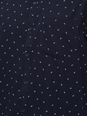 dark blue printed casual shirt - 16523958 - Standard Image - 5