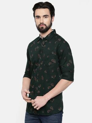 green printed casual shirt - 16523960 - Standard Image - 2