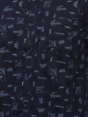 dark blue printed casual shirt - 16523963 - Standard Image - 5