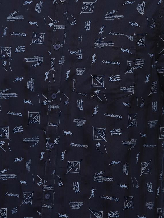 dark blue printed casual shirt - 16523963 - Zoom Image - 5