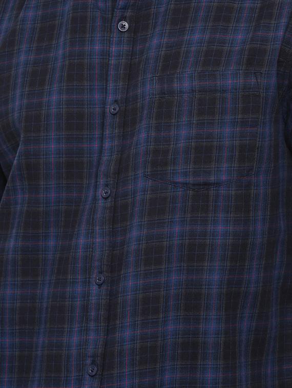 navy blue checkered casual shirt - 16523964 - Zoom Image - 5