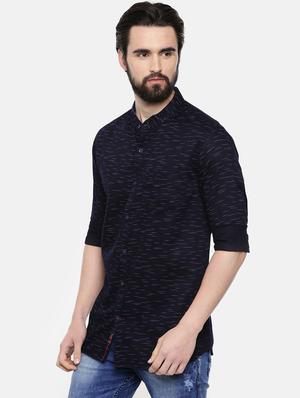 dark blue self design casual shirt - 16523966 - Standard Image - 2