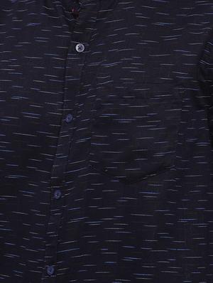 dark blue self design casual shirt - 16523966 - Standard Image - 5
