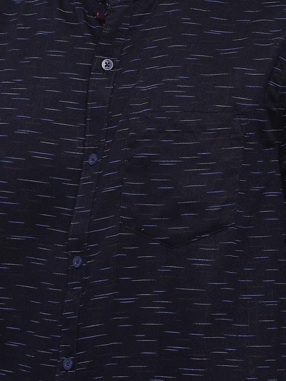 dark blue self design casual shirt - 16523966 - Zoom Image - 5