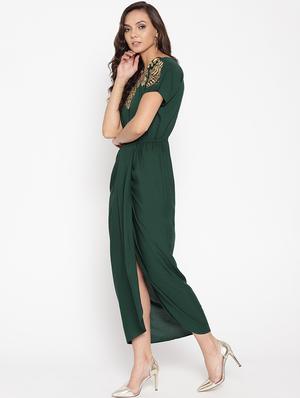 front overlap foil print detail maxi dress - 16524151 - Standard Image - 2