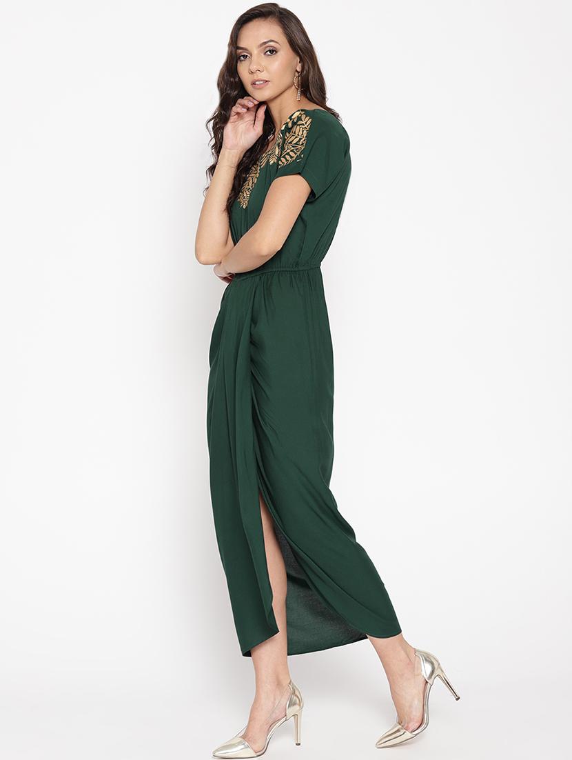 front overlap foil print detail maxi dress - 16524151 - Zoom Image - 2