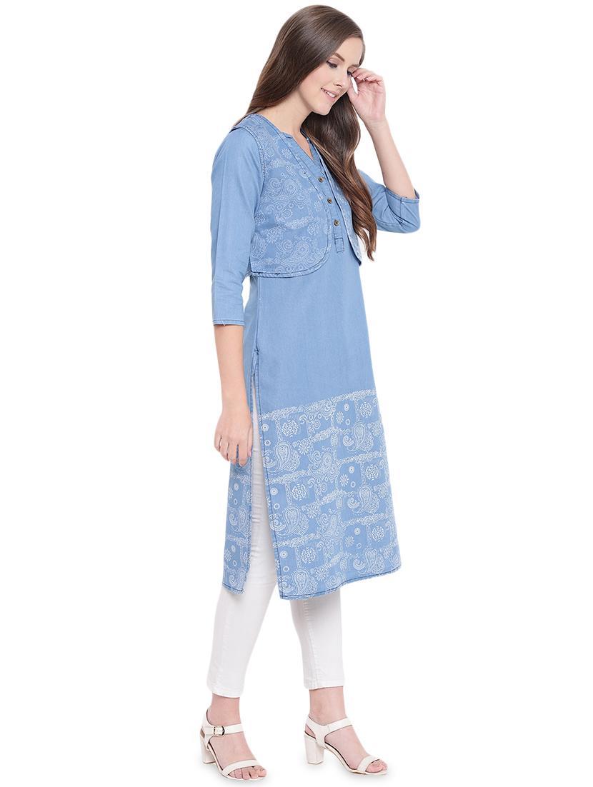 denim kurta with jacket kurta - 16524412 - Zoom Image - 2
