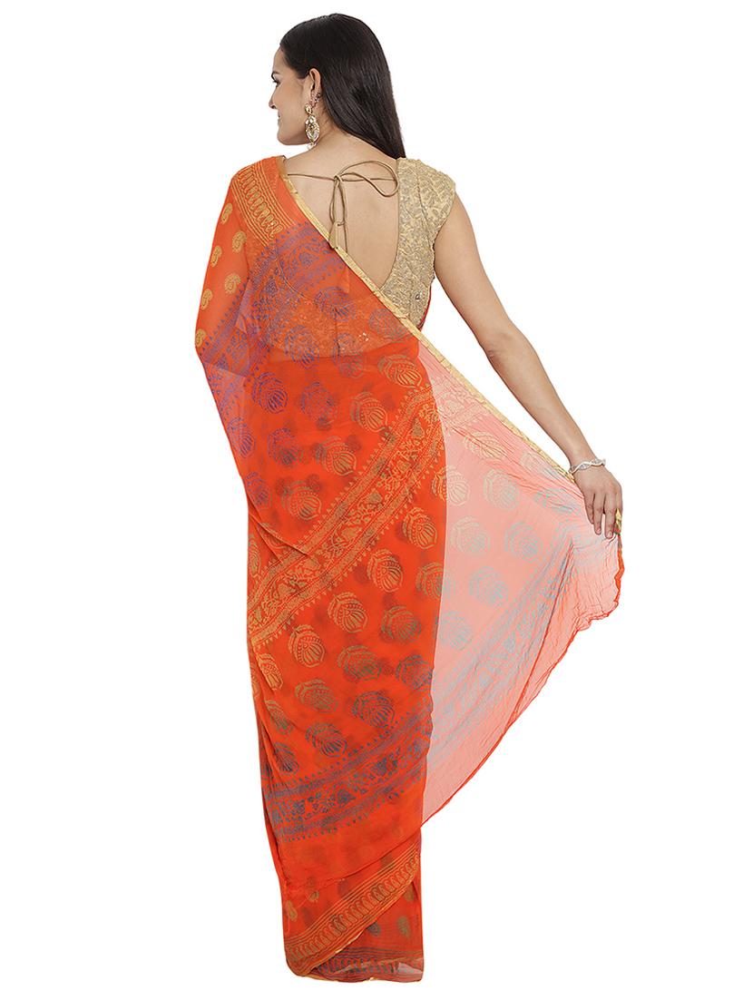 ethnic printed saree with blouse - 16524733 - Zoom Image - 2