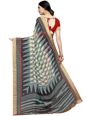 paisley printed saree with blouse - 16524781 - Standard Image - 2
