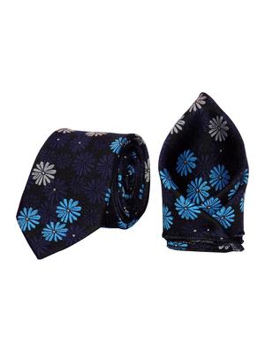 blue micro fiber tie and pocket square - 16524881 - Standard Image - 2
