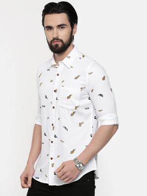 white printed casual shirt - 16525602 - Standard Image - 2