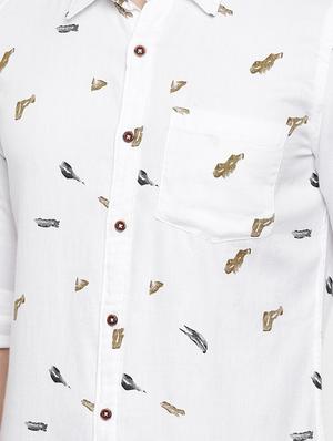 white printed casual shirt - 16525602 - Standard Image - 5