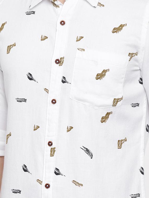 white printed casual shirt - 16525602 - Zoom Image - 5