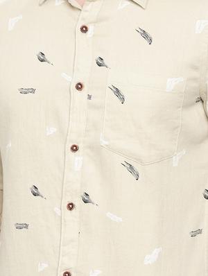beige printed casual shirt - 16525603 - Standard Image - 5