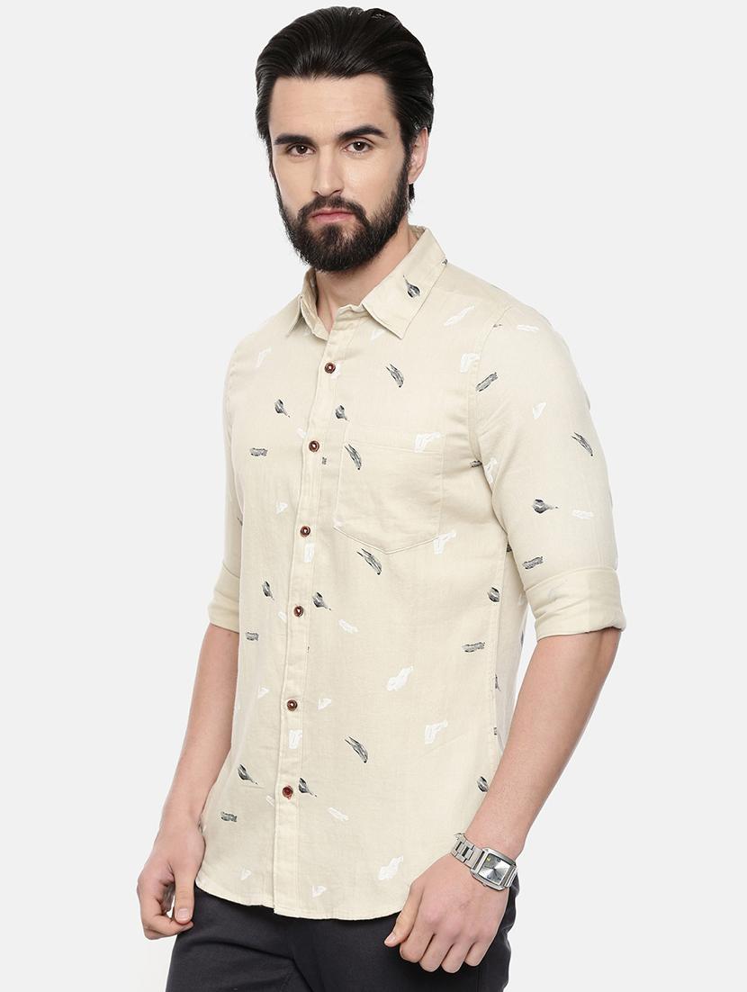 beige printed casual shirt - 16525603 - Zoom Image - 2