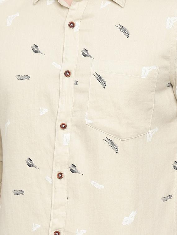 beige printed casual shirt - 16525603 - Zoom Image - 5
