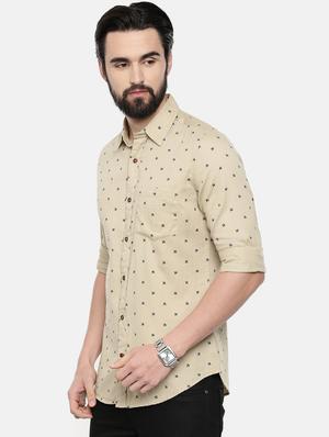 beige printed casual shirt - 16525607 - Standard Image - 2
