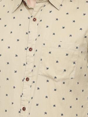 beige printed casual shirt - 16525607 - Standard Image - 5
