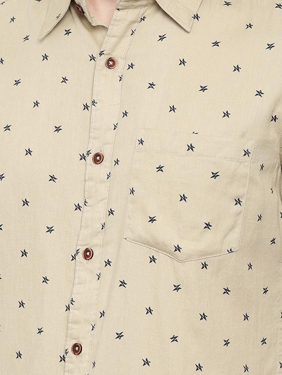 beige printed casual shirt - 16525607 - Zoom Image - 5