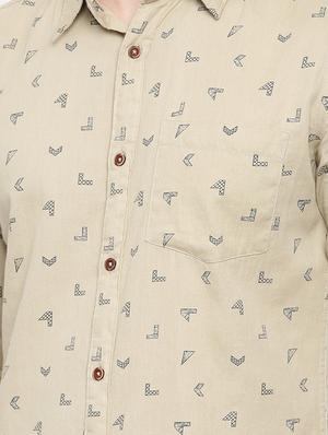 beige printed casual shirt - 16525616 - Standard Image - 5