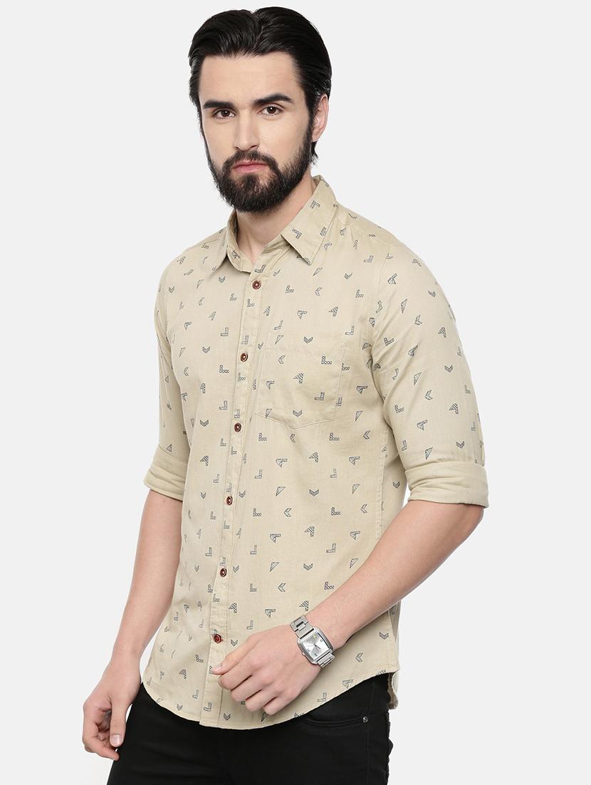beige printed casual shirt - 16525616 - Zoom Image - 2