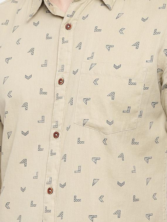 beige printed casual shirt - 16525616 - Zoom Image - 5