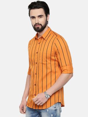 orange striped casual shirt - 16525624 - Standard Image - 2
