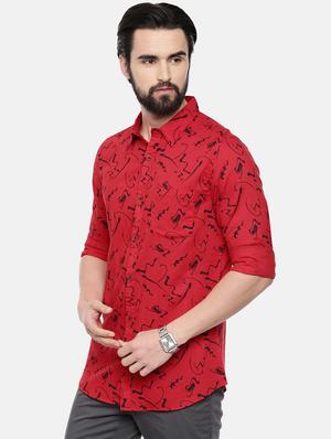 red printed casual shirt - 16525627 - Standard Image - 2