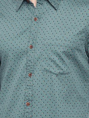 green printed casual shirt - 16525638 - Standard Image - 5