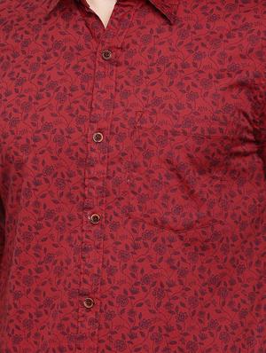 red floral print casual shirt - 16525643 - Standard Image - 5