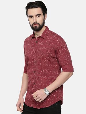 maroon printed casual shirt - 16525647 - Standard Image - 2