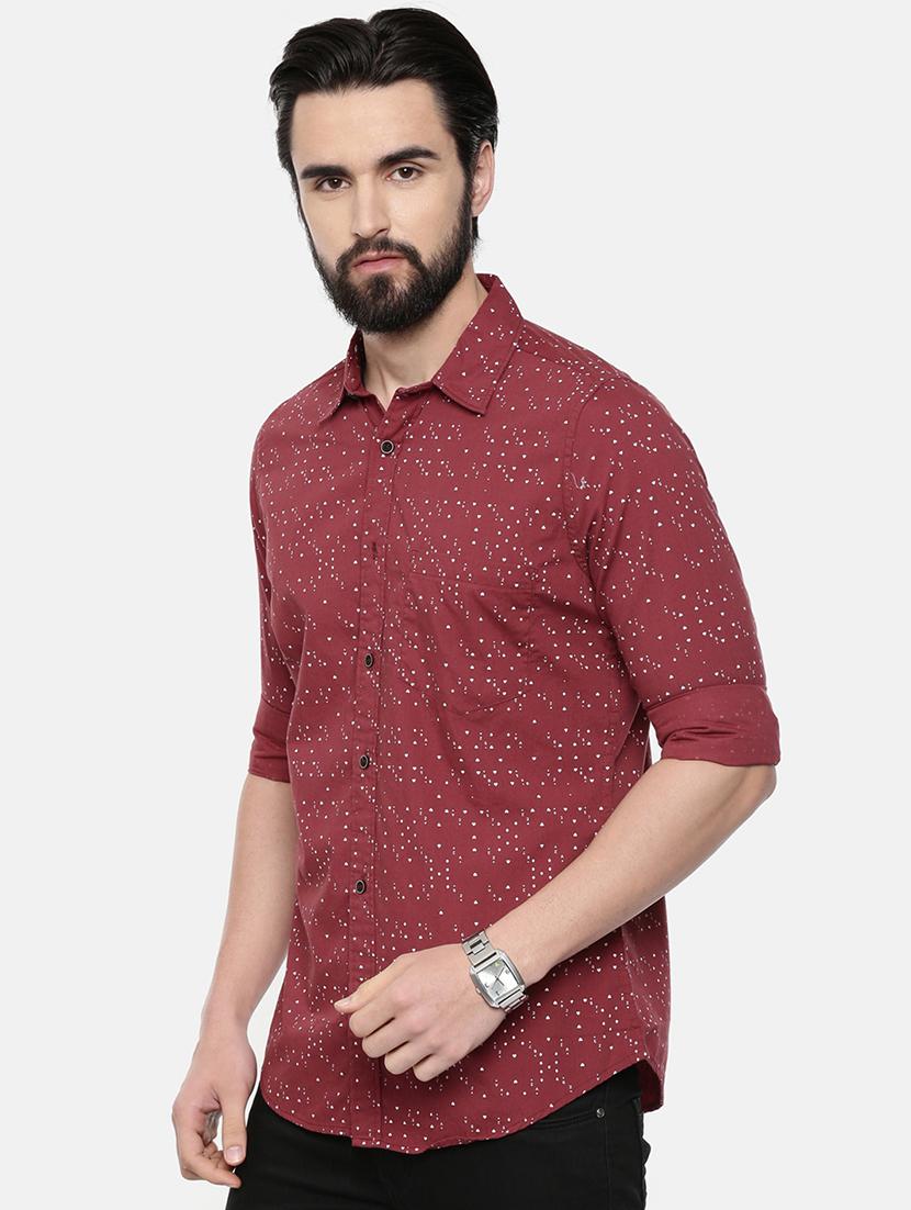maroon printed casual shirt - 16525647 - Zoom Image - 2