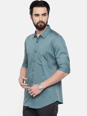 green printed casual shirt - 16525652 - Standard Image - 2