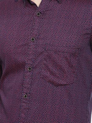 navy blue printed casual shirt - 16525654 - Standard Image - 5