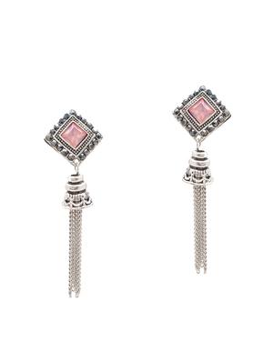 pink metal drop earring - 16525899 - Standard Image - 2