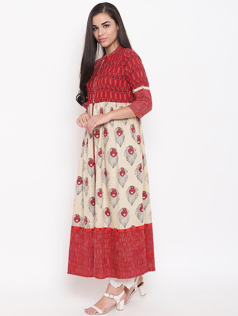 sequined printed a-line kurta - 16526810 - Zoom Image - 2
