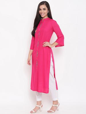 solid straight kurta - 16526889 - Standard Image - 2