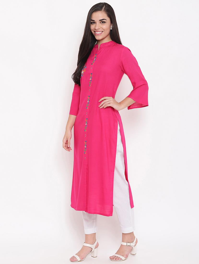 solid straight kurta - 16526889 - Zoom Image - 2