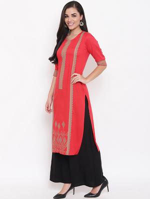printed straight kurta - 16526892 - Standard Image - 2