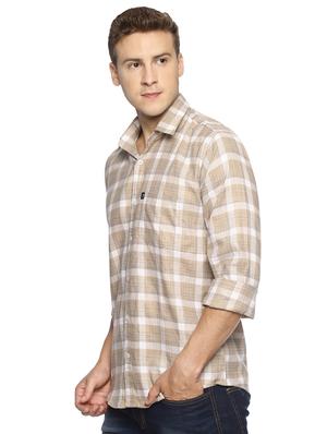 beige checkered casual shirt - 16527496 - Standard Image - 2