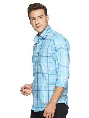 light blue checkered casual shirt - 16527500 - Standard Image - 2