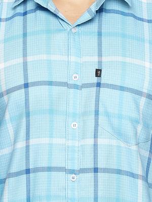 light blue checkered casual shirt - 16527500 - Standard Image - 5