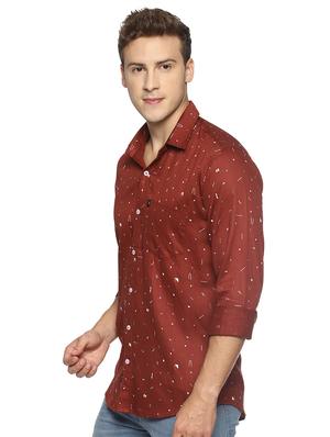 brown printed casual shirt - 16527660 - Standard Image - 2