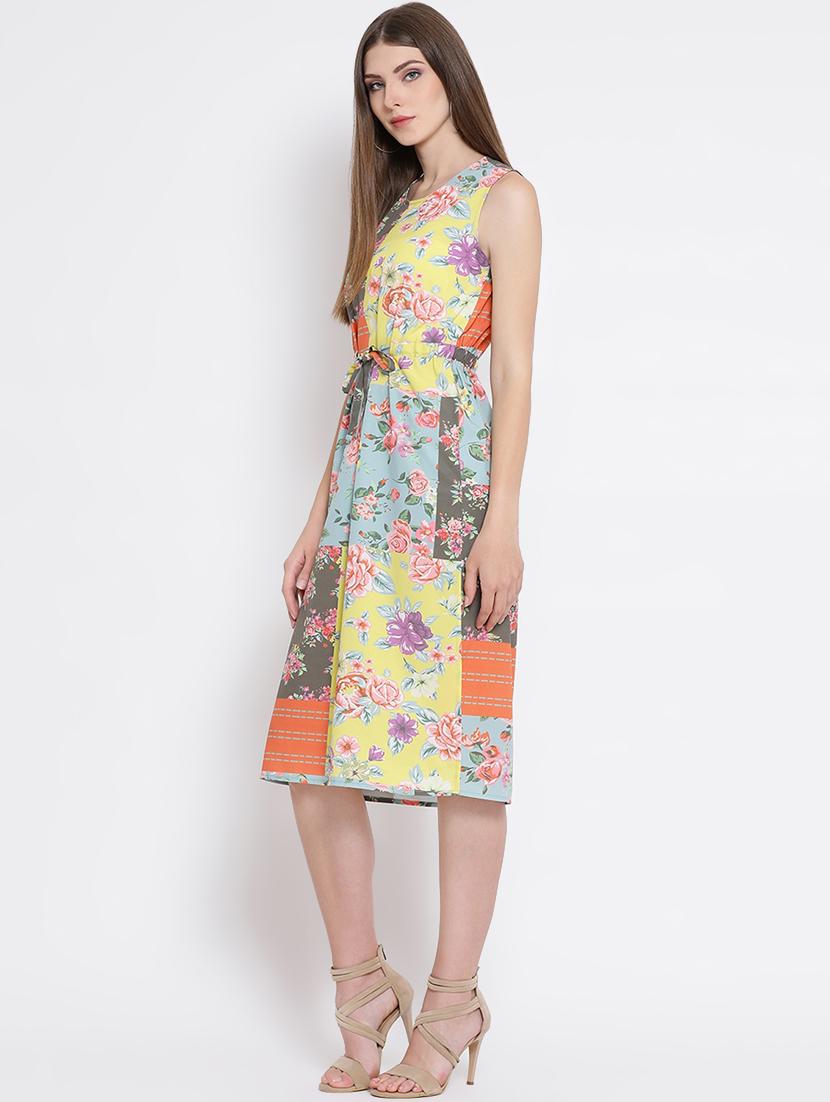 drawstring waist floral a-line dress - 16527667 - Zoom Image - 2