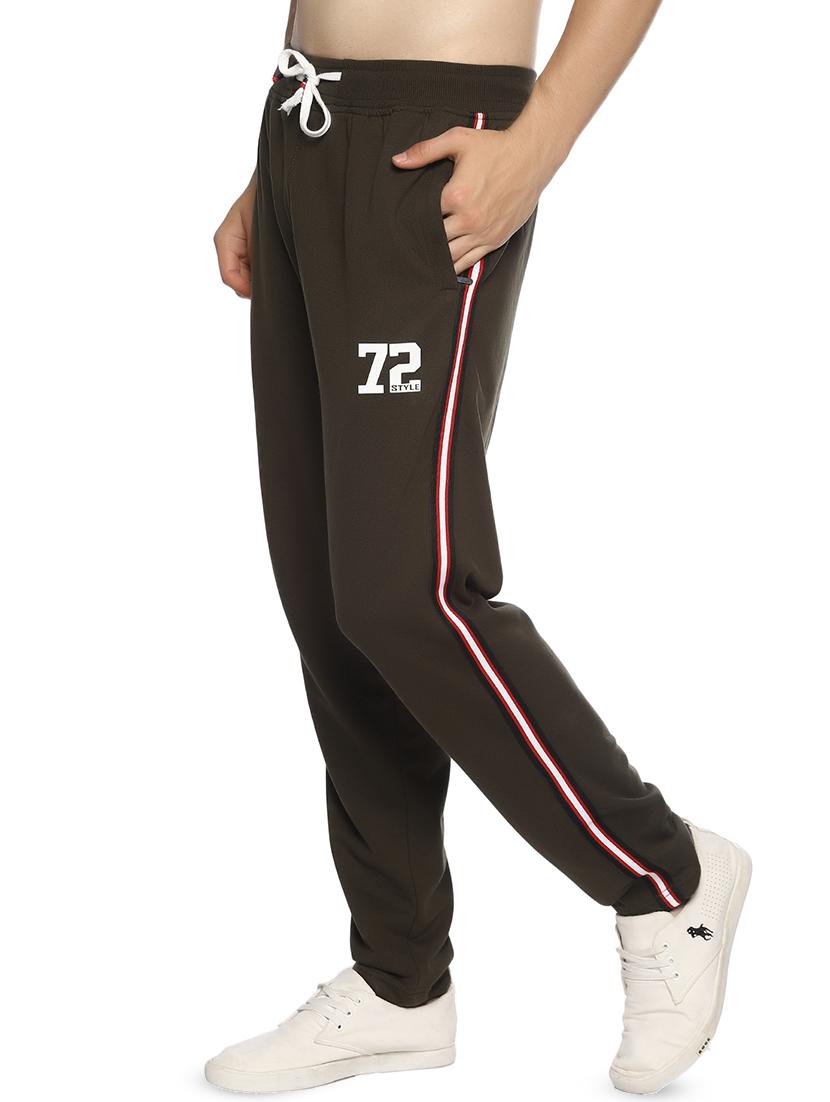 olive green side striped full length track pant - 16527699 - Zoom Image - 2